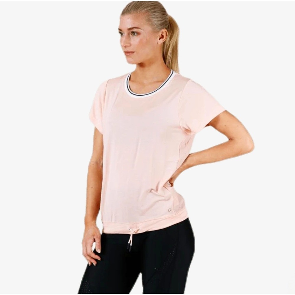 Kari Traa Rong Ringer Tee Workout Short‎ Sleeve Top Pullover XL Pink Crewneck